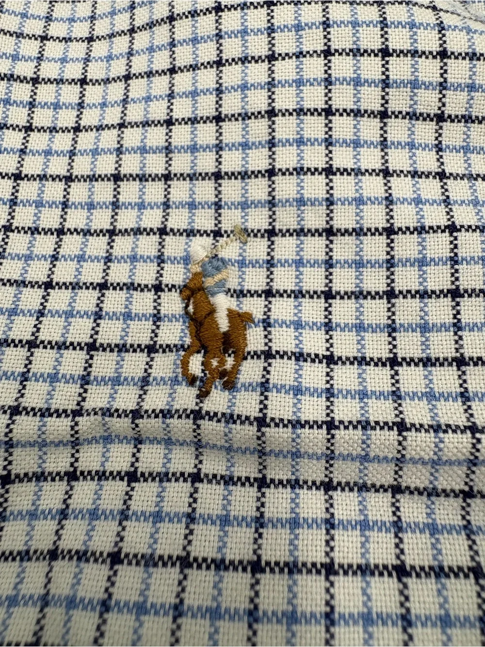 Ralph Lauren Boys' Blue Check Button-Down Shirt-100% cotton- size 6
